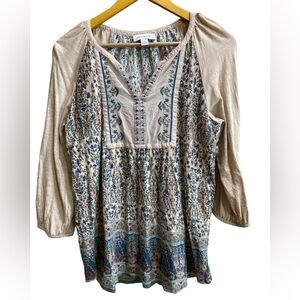 Vintage America Boho Embroidered Blouse | Women’s Large | Cotton Modal | India